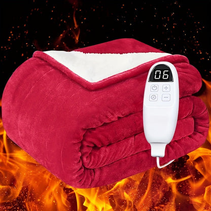 Electric Heated Blanket Flannel Sherpa - 6 Heat Settings, 10-Hour Auto Shutoff, Quick Heating, Machine Washable, ETL & FCC Certified, Twin Full Queen, Winter Comfort for Home Bed Couch Office