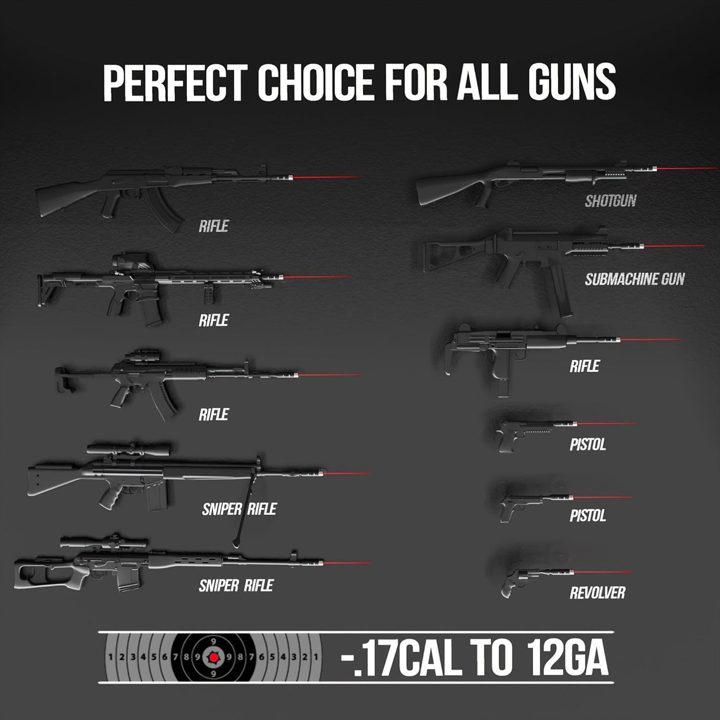 Laser Bore Sighter Kit with 64 Adapters, Red Laser Bore Sight for Rifles Shotguns Pistols Revolvers, Multi-Caliber .17 to 12GA Boresighter 400 Yard Range 72Hr Battery Life Class IIIA