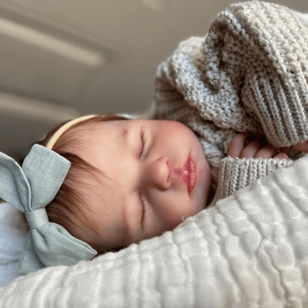 3D Skin Cloth Body Reborn Baby Doll 20 Inch Visible Veins Hand-Rooted Hair Sleeping Newborn Soft Vinyl Limbs ASTM Certified – Lifelike Huggable Baby with Clothes Pacifier Bottle Gift for Kids Birthday Christmas