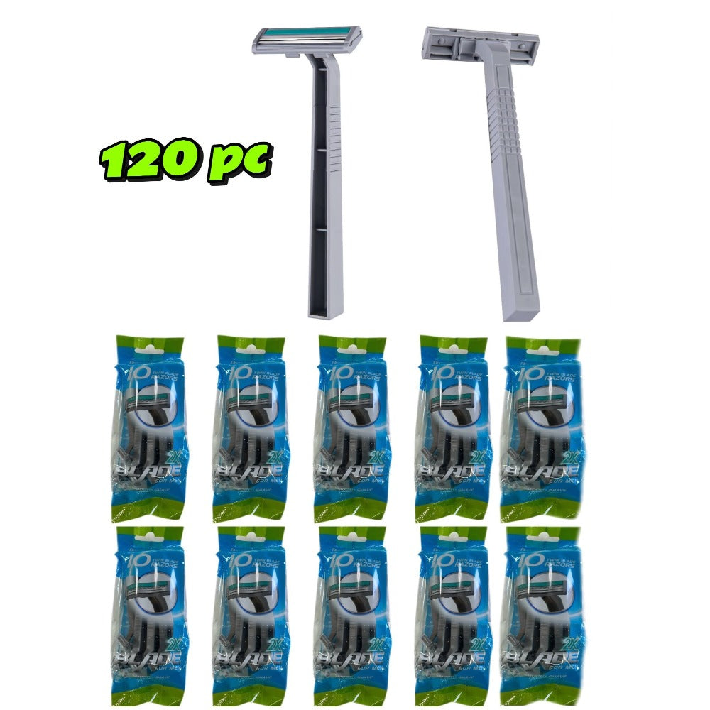 Disposable Razors Bulk 120 Pack Double Blade Stainless Steel — Fresh Smooth Close Shave for Men & Women, Face Legs Underarms Body Hair Removal, Hygienic Single-Use Value Set for Home Salon Gym Hotel Travel