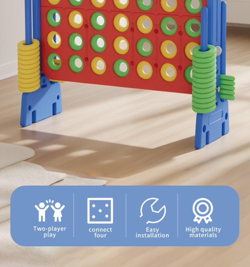 Height Adjustable Giant Connect 4 Game 33–37 Inch – Jumbo 4-in-a-Row Outdoor Yard Game with Quick Release Slider for Teens, Adults & Families, Indoor Outdoor BBQ Birthday Party Tailgate Game Set, Blue Red
