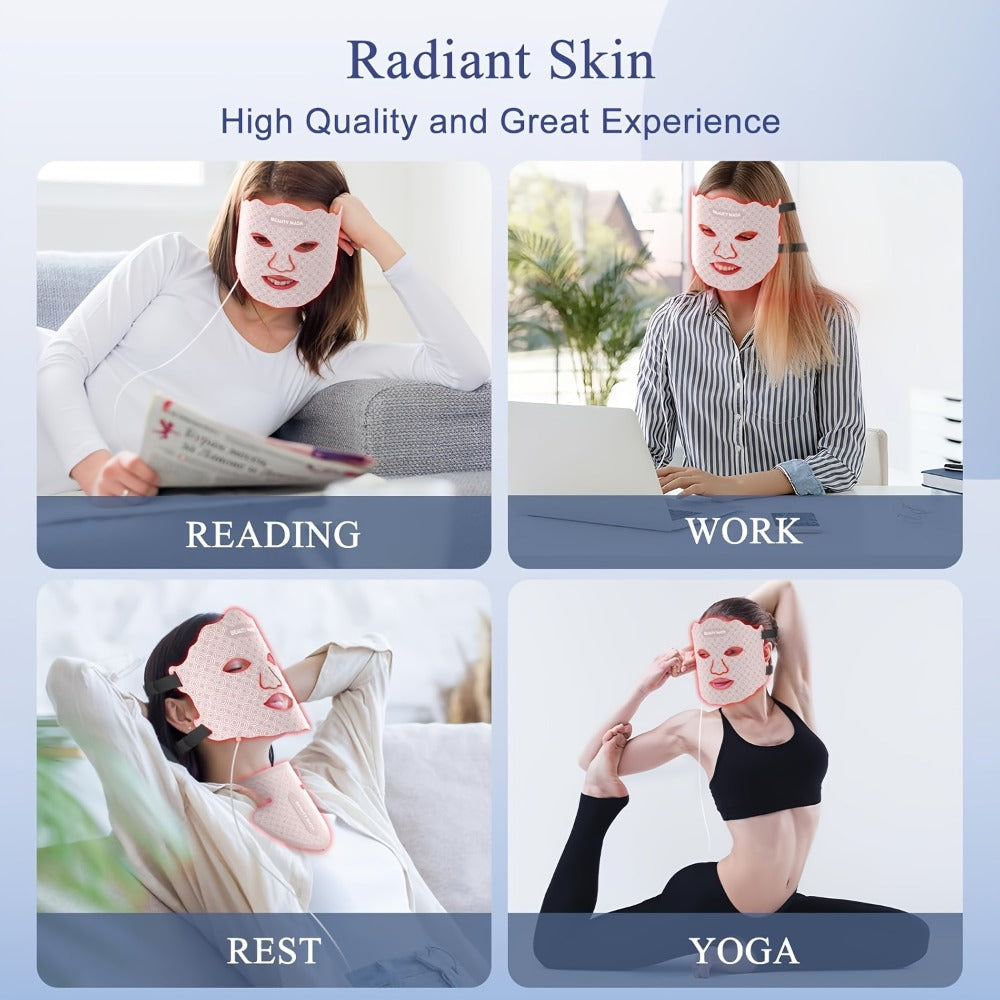 Red Light Therapy Face Mask – 7-in-1 LED Device for Face, Neck & Chest, 95 Beads 650nm & 850nm Dual Wavelength, Flexible Soft Silicone, Remote Control, Anti-Aging Home Spa Beauty Gift for Women