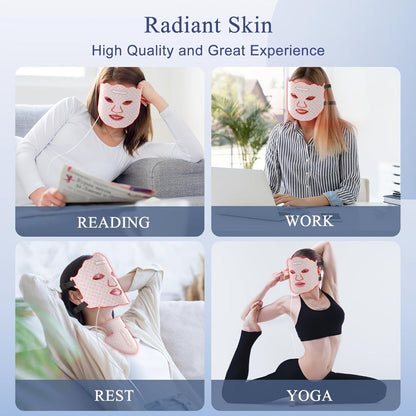 Red Light Therapy Face Mask – 7-in-1 LED Device for Face, Neck & Chest, 95 Beads 650nm & 850nm Dual Wavelength, Flexible Soft Silicone, Remote Control, Anti-Aging Home Spa Beauty Gift for Women