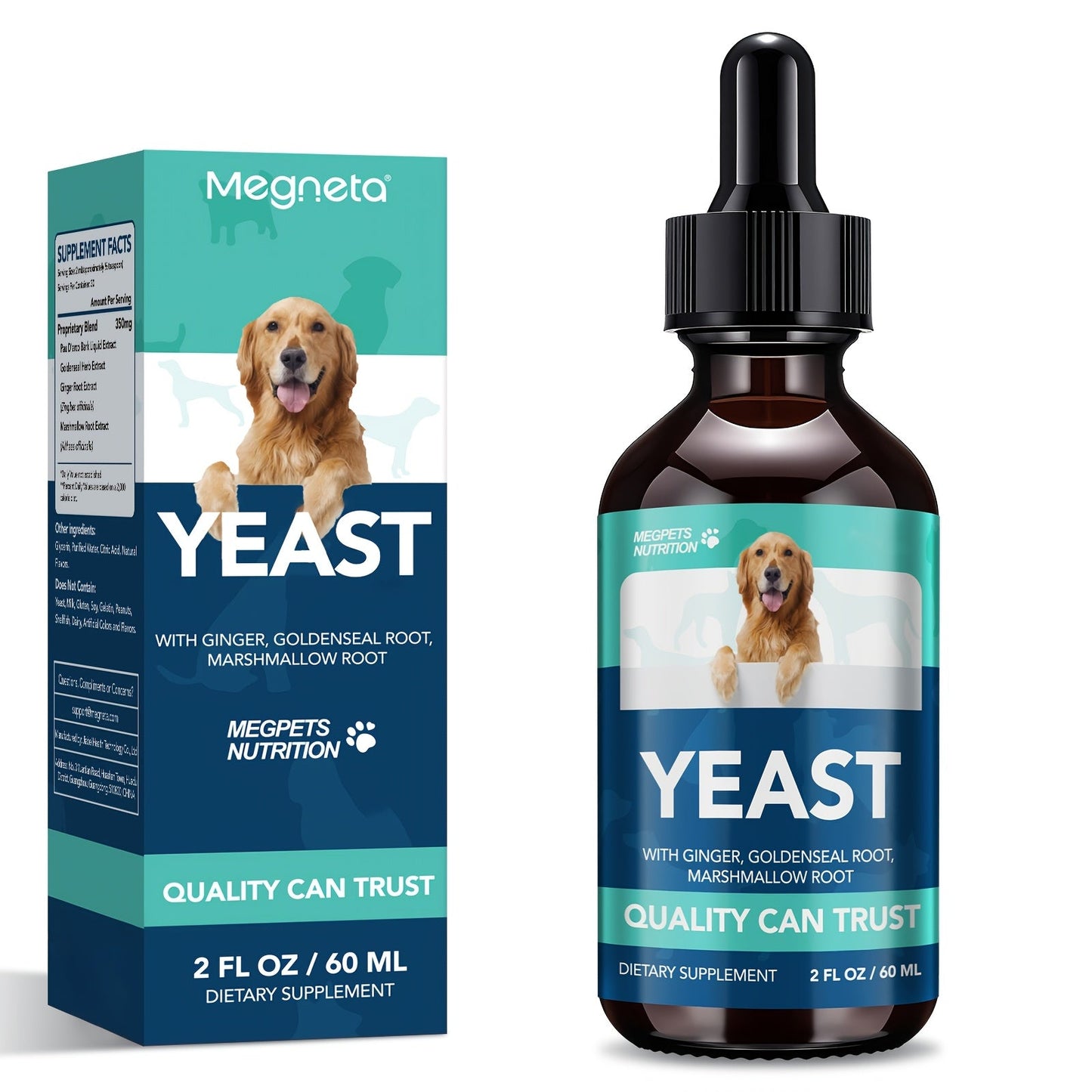 Yeast Health Drops for Dogs & Cats – Skin & Ear Support Supplement, Easy-Absorb Liquid Formula for All Breeds & Ages, 2fl oz (60ml)