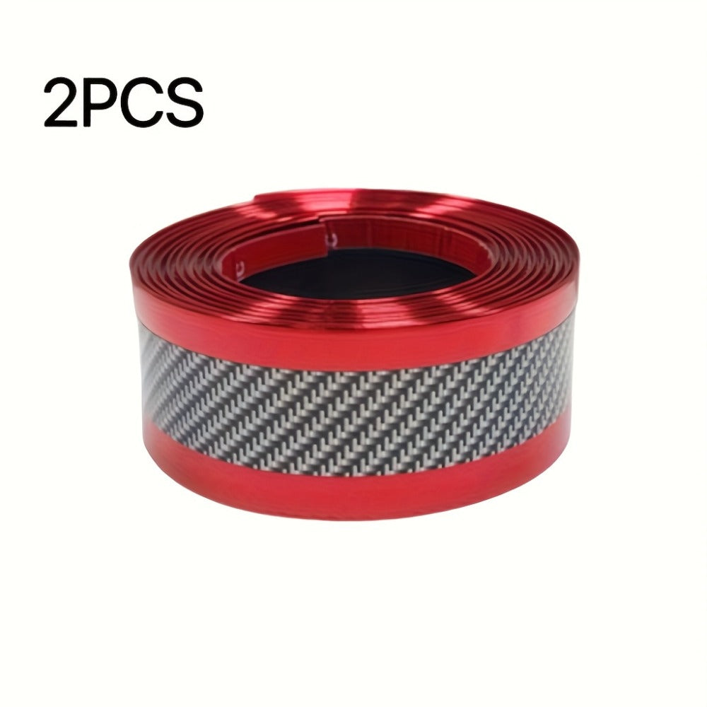 Car Door Guard Scratch Protector 2pcs Carbon Fiber Design - Anti-Scratch Strip for Rearview Mirror & Bumper, Universal Fit in Blue Red Gray