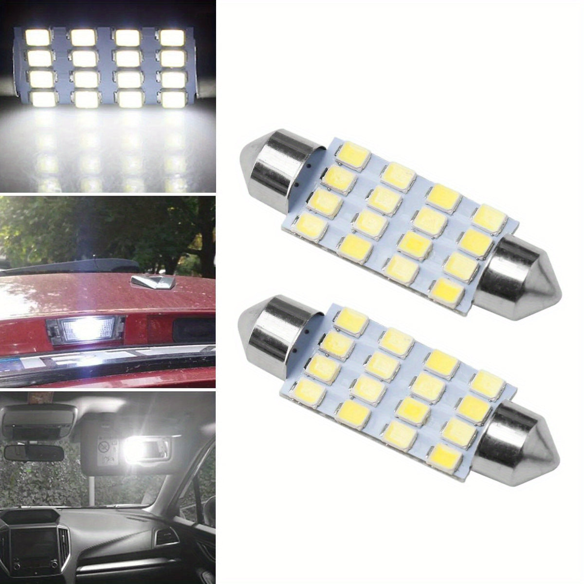56PCS Car LED Combination Set 12V-T10 Width Indicator Dual Pointed Reading Light, Car Interior Combination LED Map Dome Luggage License Plate Indoor Light Bulb