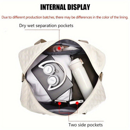 Sports Duffel Bag with Dry Wet Separation – Large Capacity Gym Travel Bag, Double-Sided Compartments, Shoulder & Crossbody Carry for Fitness, Travel & Outdoor Activities