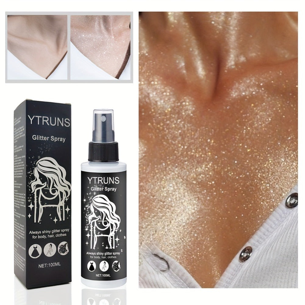 Body Shimmer Spray for Women – Star-Shaped Glitter Sparkle Mist 100ml Hydrating Formula for Body Hair & Clothes, Daily Wear Festival Rave Photoshoot Glow