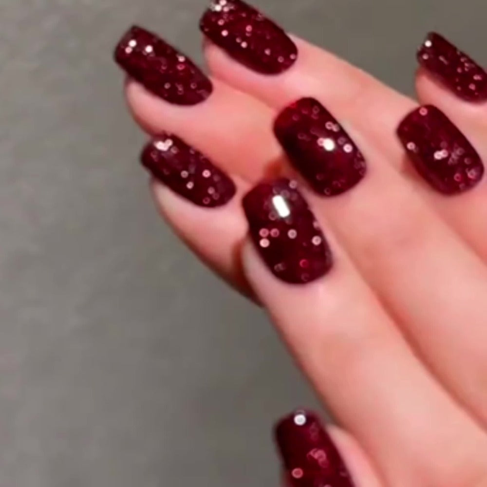 Explosive Glitter Gel Nail Polish 2pcs Shattered Flash Silvery Red – High Saturation Sparkle Long-Lasting Gel in Gilt Bottle, Christmas Holiday Salon Manicure Nail Art Gift for Women