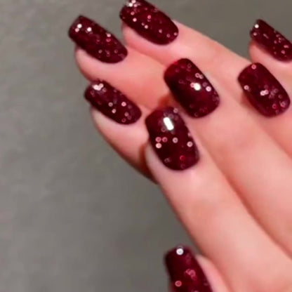 Explosive Glitter Gel Nail Polish 2pcs Shattered Flash Silvery Red – High Saturation Sparkle Long-Lasting Gel in Gilt Bottle, Christmas Holiday Salon Manicure Nail Art Gift for Women