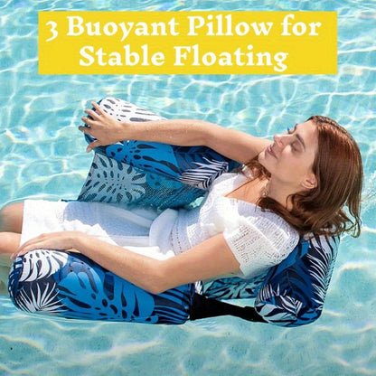 Inflatable Pool Float Chair for Adults – Leaf Design Floating Lounger with Mesh Sling Seat & Soft Fabric Cover, 1 or 2 Pack, Pool Beach Lake Summer Water Toy