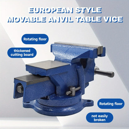 Bench Vise 5-Inch 360-Degree Swivel Base – Heavy-Duty Cast Iron Tabletop Vise with Pipe Jaws & Anvil, Locking Mechanics Clamp for Woodworking, Metalworking, Soldering & DIY