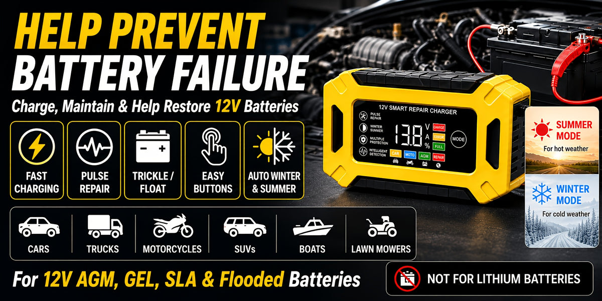 [Cardivek Car Battery Charger 12V 6A]For Car, Truck, Motorcycle, Lawn Mover, And Marine - Maintain And Extends Battery's Life. Flame Retardand Material And Desulfator with Temperature Conpensation