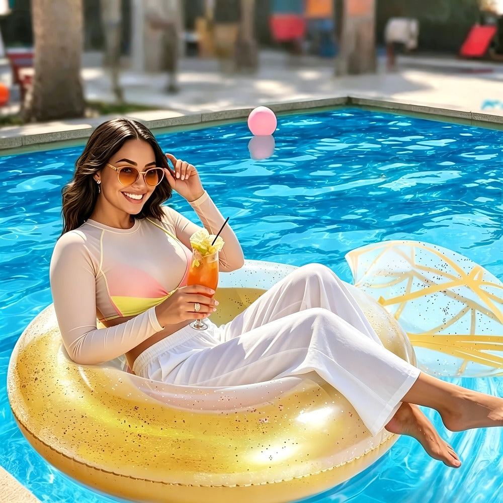 Giant Engagement Ring Pool Float 49×31 Inch Inflatable Diamond Ring Floatie for Bachelorette Party Bridal Shower Wedding Pool Decoration Adults Gold White Pink