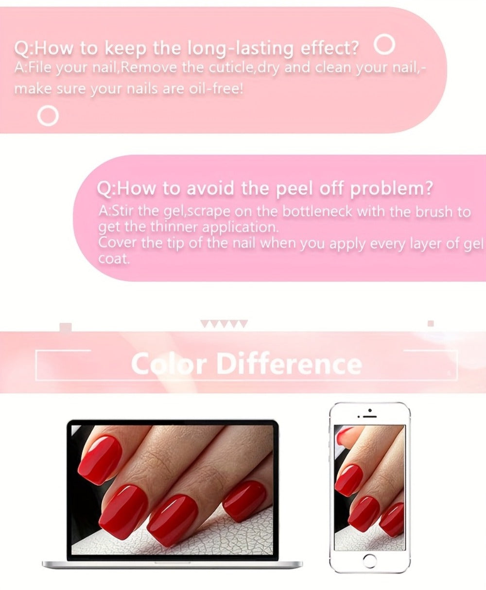 Rubber Base Gel Polish Set 6pcs Nude Pink 2-in-1 Builder Base Coat – Self-Leveling Soak Off UV LED Semi-Permanent Long-Lasting Gel Manicure Kit 0.24oz Each for DIY & Salon Nail Art Women