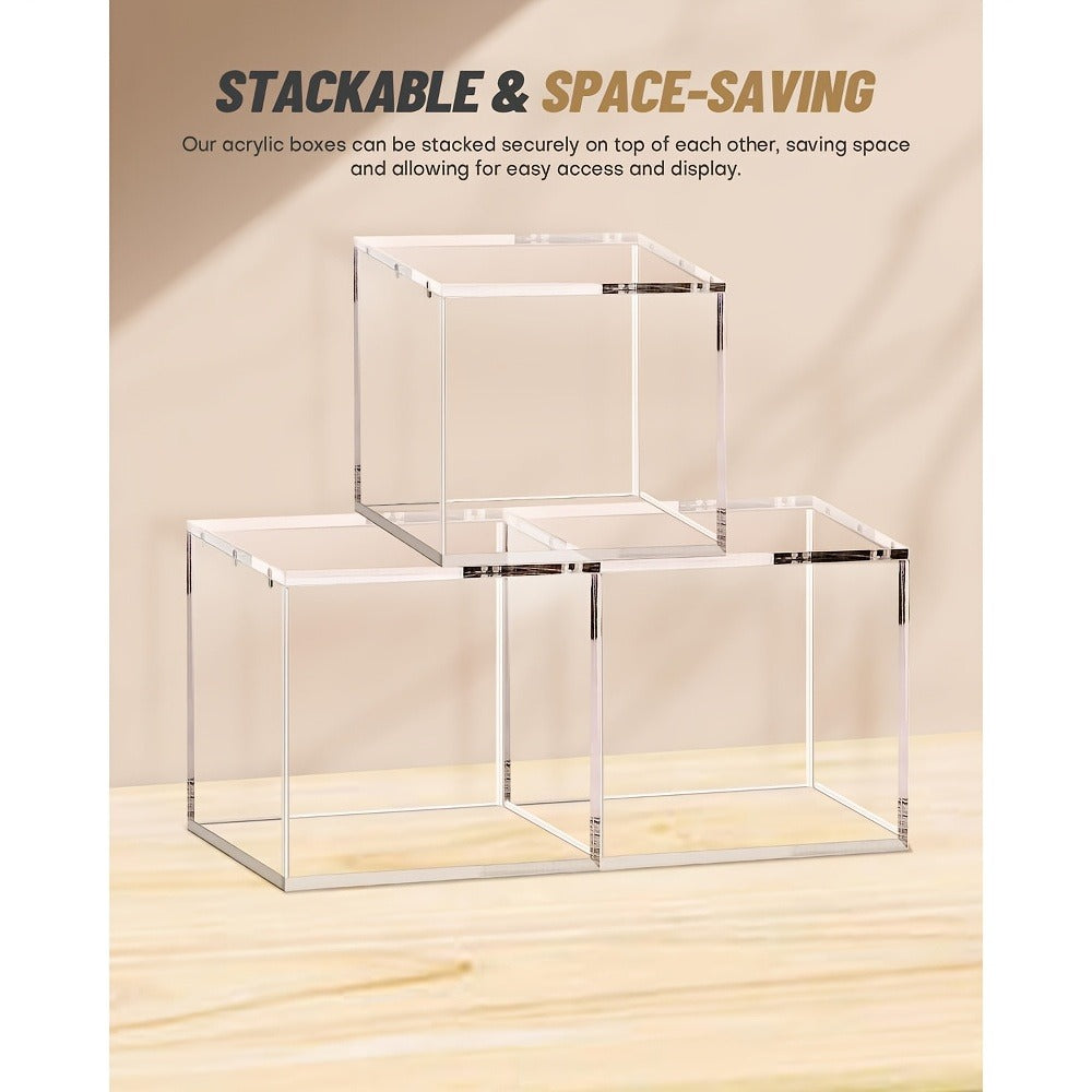 Pokemon Booster Box Acrylic Display Case – Stackable 6mm+6mm+3mm Thick Clear Case with Magnetic Lid for PKMN Booster Box Storage & Showcase, Not ETB Size
