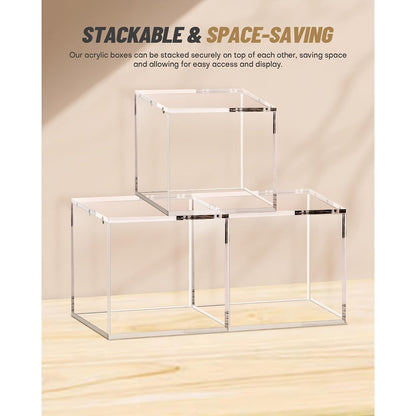 Pokemon Booster Box Acrylic Display Case – Stackable 6mm+6mm+3mm Thick Clear Case with Magnetic Lid for PKMN Booster Box Storage & Showcase, Not ETB Size