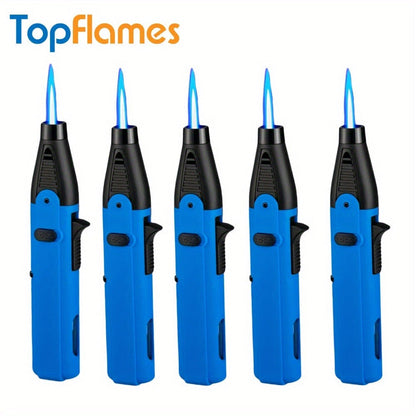 Windproof Torch Lighter 5 Pack Outdoor Butane Gas Lighter Set 1300 1800 Degree Blue Flame Safety Lock Gift Box Camping BBQ Candle Fireplace Butane Not Included