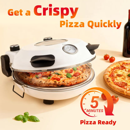 Indoor Pizza Oven Countertop – 12-Inch Electric Pizza Maker Machine for Home Kitchen, Heats Up to 800°F, Fast Baking Grill Oven with Even Heat Distribution, White
