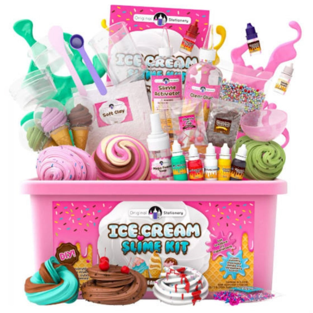Novelty Slime Toy Ice Cream & Lollipop Set for Kids – Cute Food Shaped Squishy Slime, Fun Party Favors for Christmas Halloween Easter, Sensory Play Gift for Girls & Boys Ages 3+