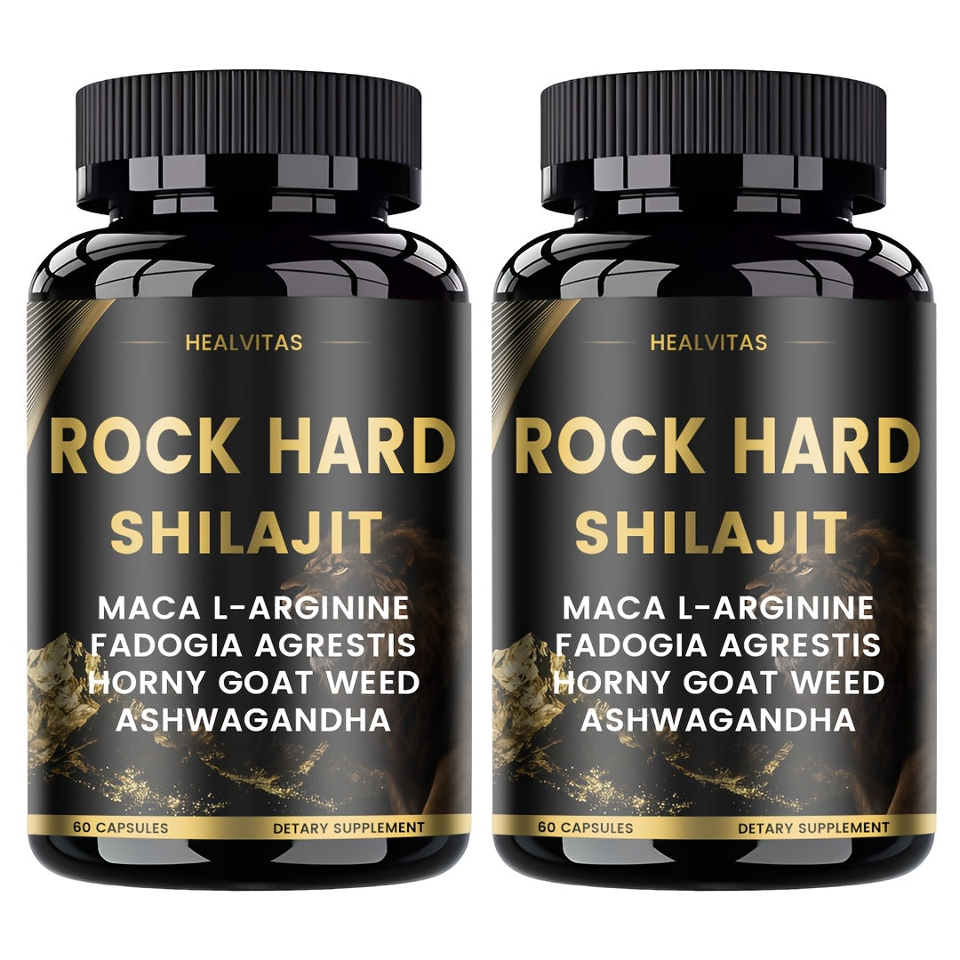 Shilajit Ashwagandha Capsules with Taurine, Ginseng & Turmeric — 5-in-1 Natural Energy, Mood, Nerve & Antioxidant Support | Adaptogen Vitality Supplement for Women & Men | 60 Capsules