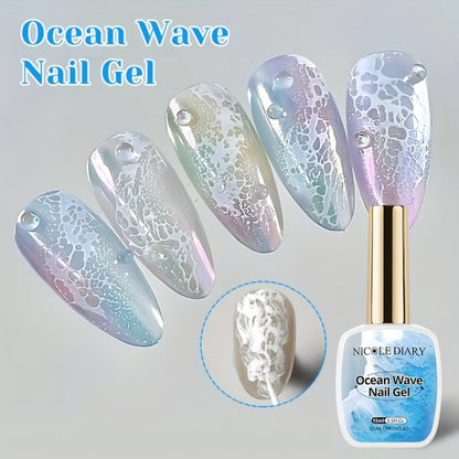 Watercolor Marble Ocean Wave Nail Art Gel Polish Set NICOLE DIARY 2pcs 15ml Each - UV LED Cured Long Lasting Glossy Ink Effect DIY Home Manicure No Resin Remover Needed Nail Gel Kit for Women