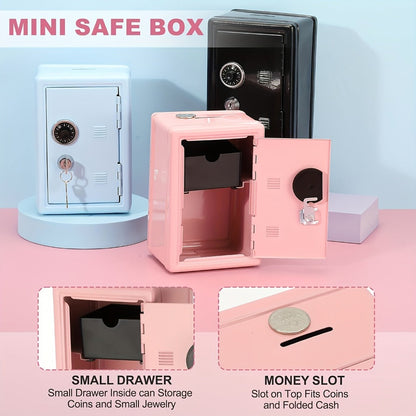 Metal Coin Bank Safe with Key and Combination Lock – Secure Steel Money Box with Removable Drawer, Coin Slot & Cash Storage for Home Office, Kids Gift