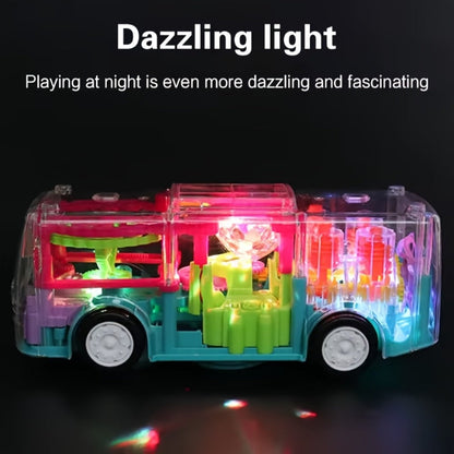LED Light Up Transparent School Bus Toy with Colorful Flashing Lights – Toddler Toy for Boys & Girls Ages 2+, Birthday Christmas Holiday Gift (Green / Red)