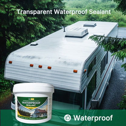 Clear Waterproof Sealant 11LB / 5kg – Fast-Dry Transparent Adhesive for RV, Boat, Roof, Gutter, Pipe & Tile | Multi-Surface Leak Repair | Includes Brush