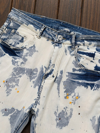 Men's Punk Slim-Fit Blue Jeans - Elastic Cuff Nightclub Style