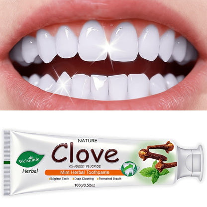 Herbal Toothpaste with Clove & Mint – Fluoride Free Deep Cleaning Whitening Toothpaste for Sensitive Gums, Natural Breath Freshener with Herbal Extracts, Daily & Travel Oral Care for Adults & Kids
