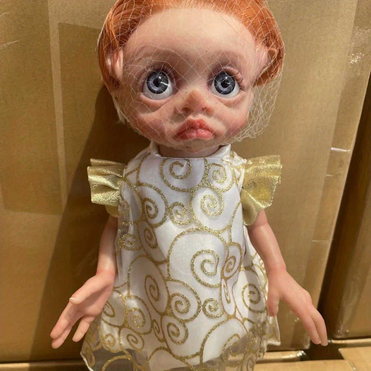 Fairy Elf Reborn Doll 15 Inch Soft Vinyl Full Body Hand-Painted Collectible Art Doll with Wavy Hair & Crown – Poseable Fantasy Girl Doll Gift for Kids Halloween Christmas Birthday