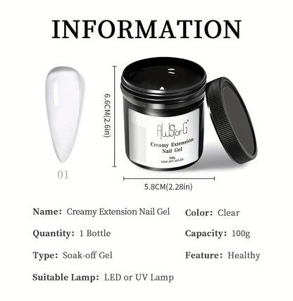Nail Extension Gel Kit 3pcs 100g Clear Creamy Building Gel Hard Construction Gel for Nail Strengthening Lengthening and Manicure UV LED Nail Builder Gel Set Salon and Home Use