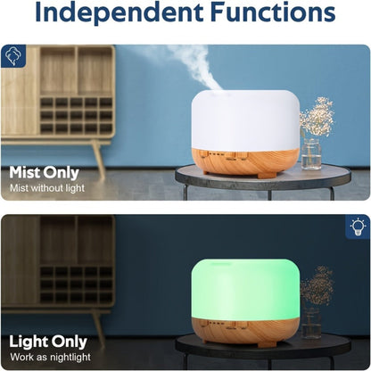 Large Room Essential Oil Diffuser 16.91oz – Timer, 7 Ambient LED Lights, No Water Auto-Off, Wood Grain Design for Home & Office