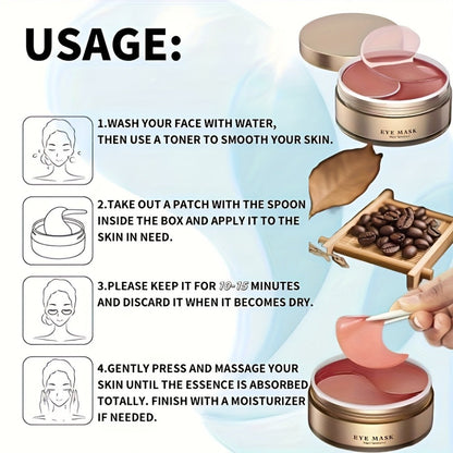 Under Eye Masks Caffeine & Collagen 60 or 120 Pcs - Hydrating Eye Patches with Niacinamide Hyaluronic Acid for Dark Circles Puffiness Fine Lines All Skin Types Unisex