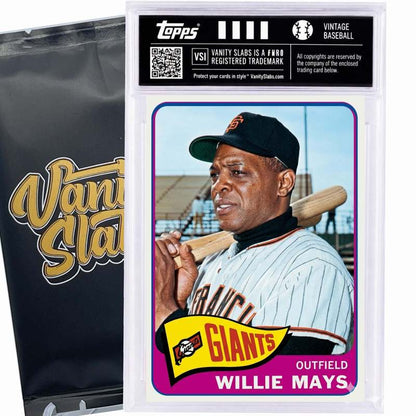 Vintage Baseball Card Mystery Slab 1965 Topps – 1 Random Authentic Card Encased in Vanity Slab | 598-Card Set Chase | Mickey Mantle, Willie Mays & Hall of Famers Possible | Collector Gift