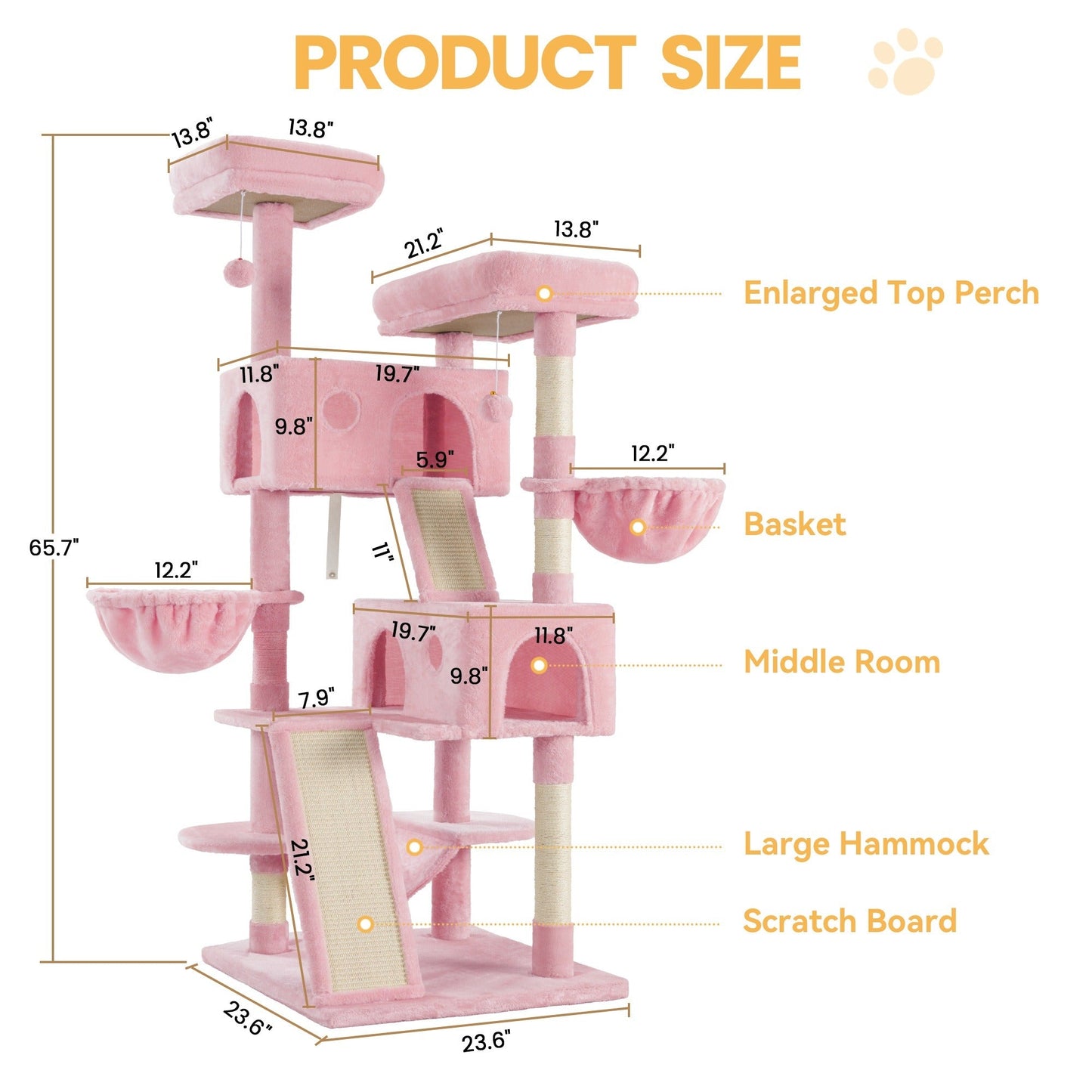 Cat Tree Tower Multi-Level for Indoor Cats - Cat Furniture with Sisal Scratching Posts, Plush Perches, Hammock, Basket & Corner Condo Cave, Hanging Toys & Climbing Ramp, Multiple Sizes & Colors