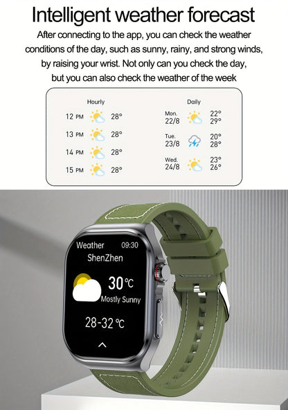 AMOLED Smartwatch 2.04" Display, Bluetooth 5.3 Calling, NFC, 530mAh Battery, Multi-Sport Modes, Voice Assistant, SOS, Menstrual & Weather Forecast, Magnetic Charging, Compatible with iOS & Android, Unisex Gift for Men & Women