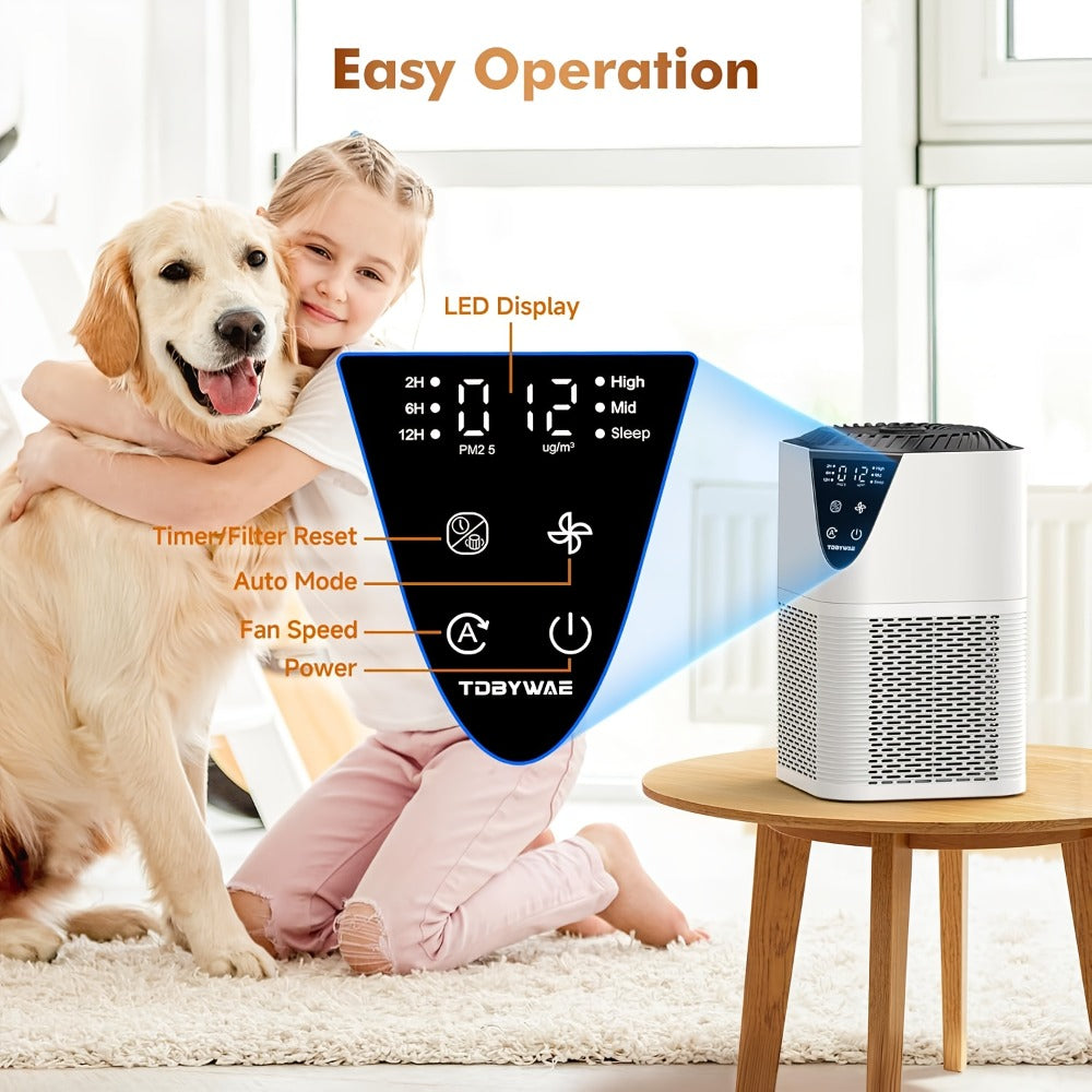 Air Purifier for Bedroom & Home – Covers 1250 Sq Ft, 3-in-1 True HEPA Filter, Removes Allergies, Pet Hair, Dust, Smoke & Odors, Air Quality Monitor, Aromatherapy, Better Sleep for Office & Living Room