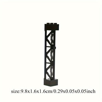 2x2x10 Pillar Support Bricks 20pcs Black – LEGO-Compatible Column Rod Blocks for MOC City Train Girder Military Architecture Builds, Parts 58827 95347, Bulk Brick Accessory for Kids & Adults