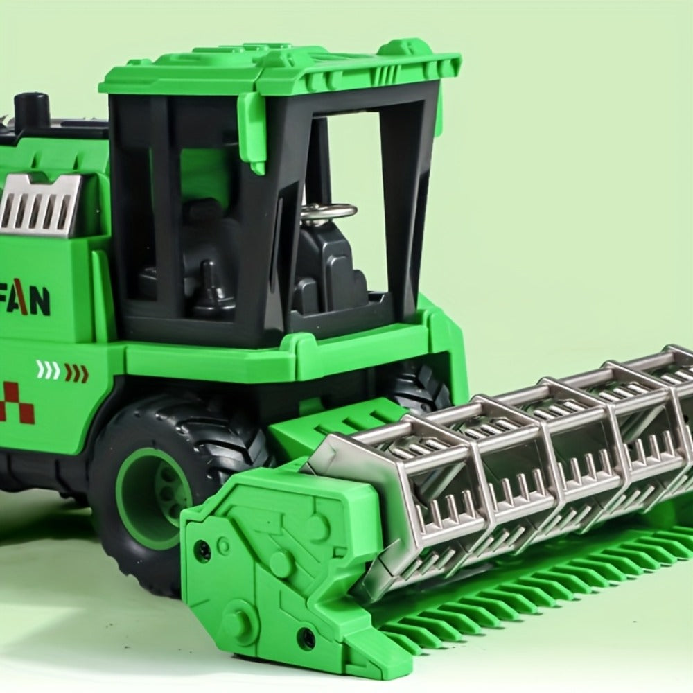 Wheat Harvester Toy Car Inertia Friction Powered Agricultural Vehicle Simulation Model for Kids Boys Girls Ages 3+ – Battery-Free Farm Truck Toy Birthday Christmas Gift