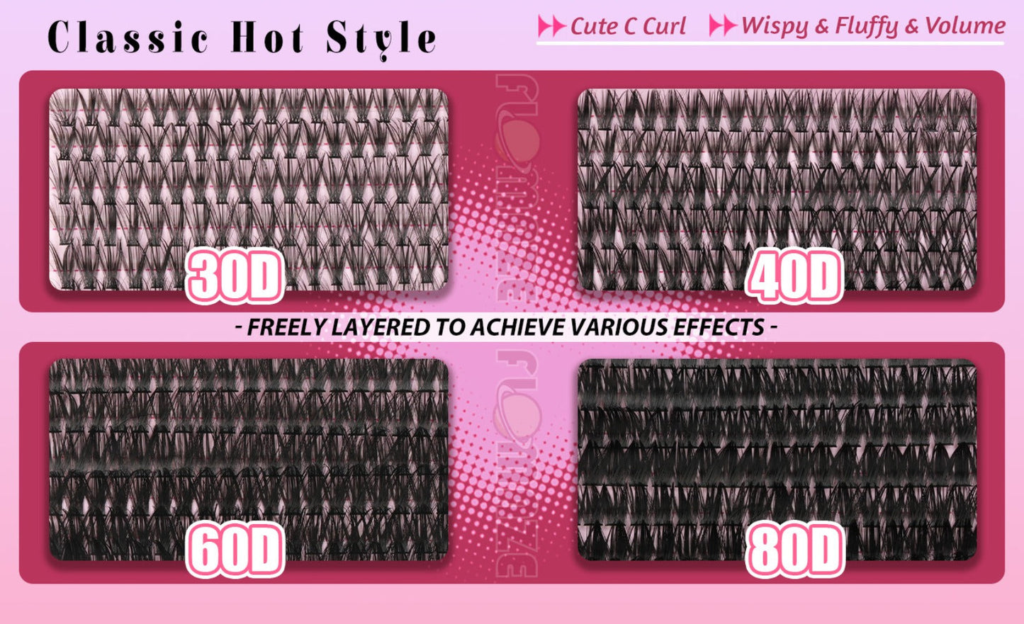 800Pcs Volume Lash Clusters Kit 30D 40D 60D 80D — Wispy DIY Eyelash Extensions with Bond Seal & Applicator, Mixed Length Fluffy Cluster Lashes for Prom Party Bridal Glam & Natural Look