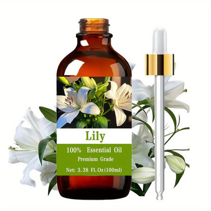 Lily Essential Oil 100ml – Pure Therapeutic Grade Floral Oil for Aromatherapy, Skin Care, Hair Care, Nail Care, Body Massage & Relaxation, Calming Scent Gift for Women