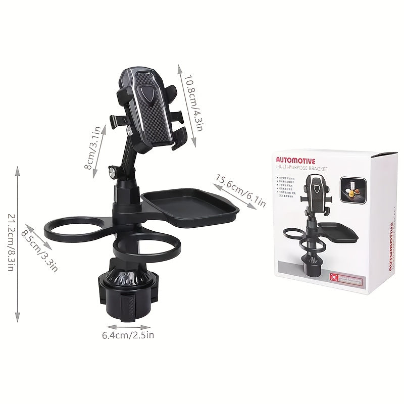 1pc, a Multifunctional 3-In-1 Car Cup Holder, Vehicle Phone Holder Tray Dining Plate, a Versatile Small Dining Table, Car Drink Coffee Burger Cup Holder, Made of ABS Material, Featuring a Stable And Expandable Base, Is an Essential Travel Item for D
