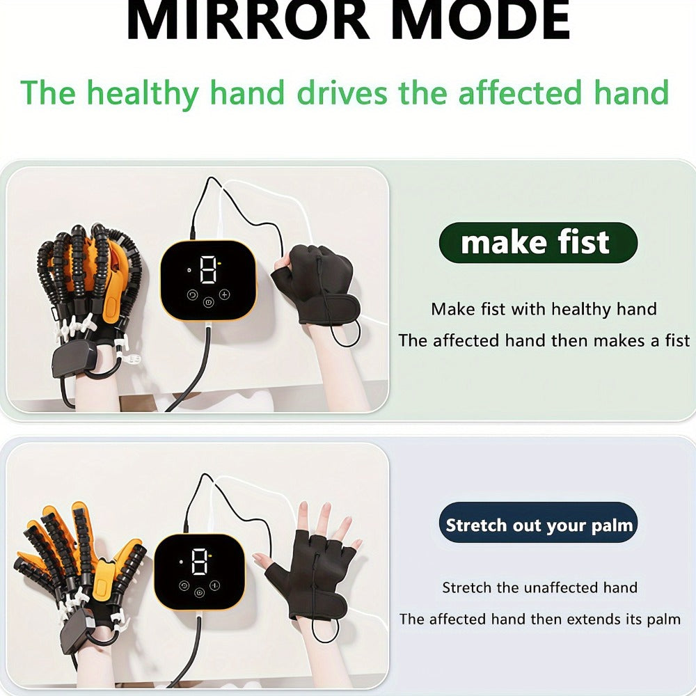 Rehabilitation Robot Gloves for Hand & Finger Training, Air Pressure Finger Exercise Device with LCD Touch Screen, Stroke Recovery & Finger Separation Rehab Glove for Elderly, Left or Right Hand M-XXL