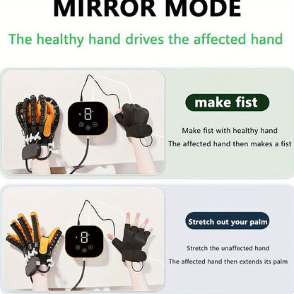 Rehabilitation Robot Gloves for Hand & Finger Training, Air Pressure Finger Exercise Device with LCD Touch Screen, Stroke Recovery & Finger Separation Rehab Glove for Elderly, Left or Right Hand M-XXL