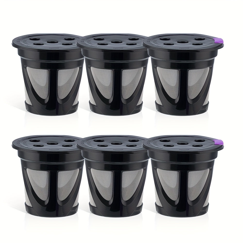 Reusable K-Cup Coffee Pods Set of 6 – Refillable Coffee Filters Compatible with Keurig K-Supreme & K-Supreme Plus, Use Your Own Ground Coffee, Eco-Friendly & BPA-Free – Black, Purple, Mixed