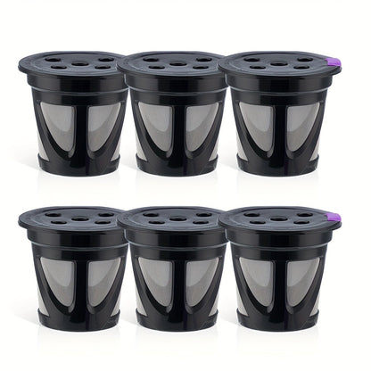 Reusable K-Cup Coffee Pods Set of 6 – Refillable Coffee Filters Compatible with Keurig K-Supreme & K-Supreme Plus, Use Your Own Ground Coffee, Eco-Friendly & BPA-Free – Black, Purple, Mixed