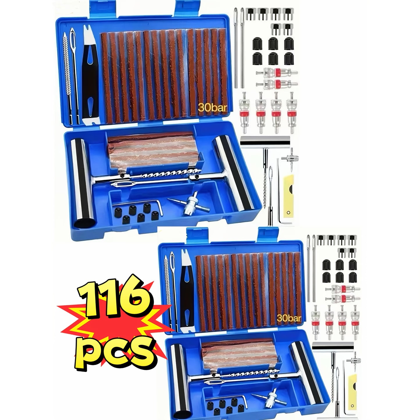 47/58/104/116pcs Tire Repair Tool Kit, Industrial Hand Tool Combination, Suitable for Cars, Motorcycles, Trucks, Tractors And Trailers, Durable Materials, No Battery Required, Automotive Maintenance Essentials. Valentine's Day Gift.