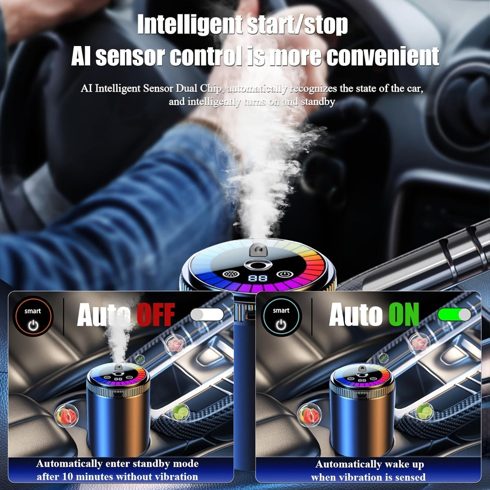 Car Aromatherapy Diffuser with Dynamic Light Show & Starry Sky Mode – Adjustable Scent Intensity, USB Rechargeable, Eliminates Odors, Gardenia, Lavender, Marine & Cologne Scents